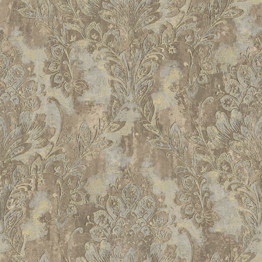 Gold-silberne Vliestapete mit Barockmotiv 78428, Makalle II, Limonta