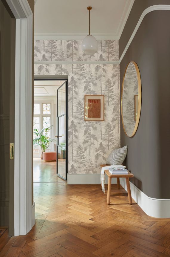 Graubraune Vliestapete, Wald, Bäume, 121421, New Eden, Graham&Brown Premium