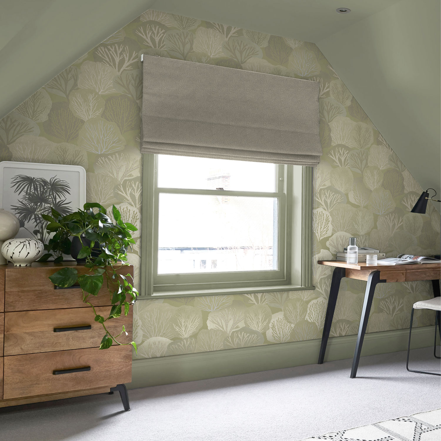 Grüne Vliestapete, Bäume, 121445, New Eden, Graham&Brown Premium