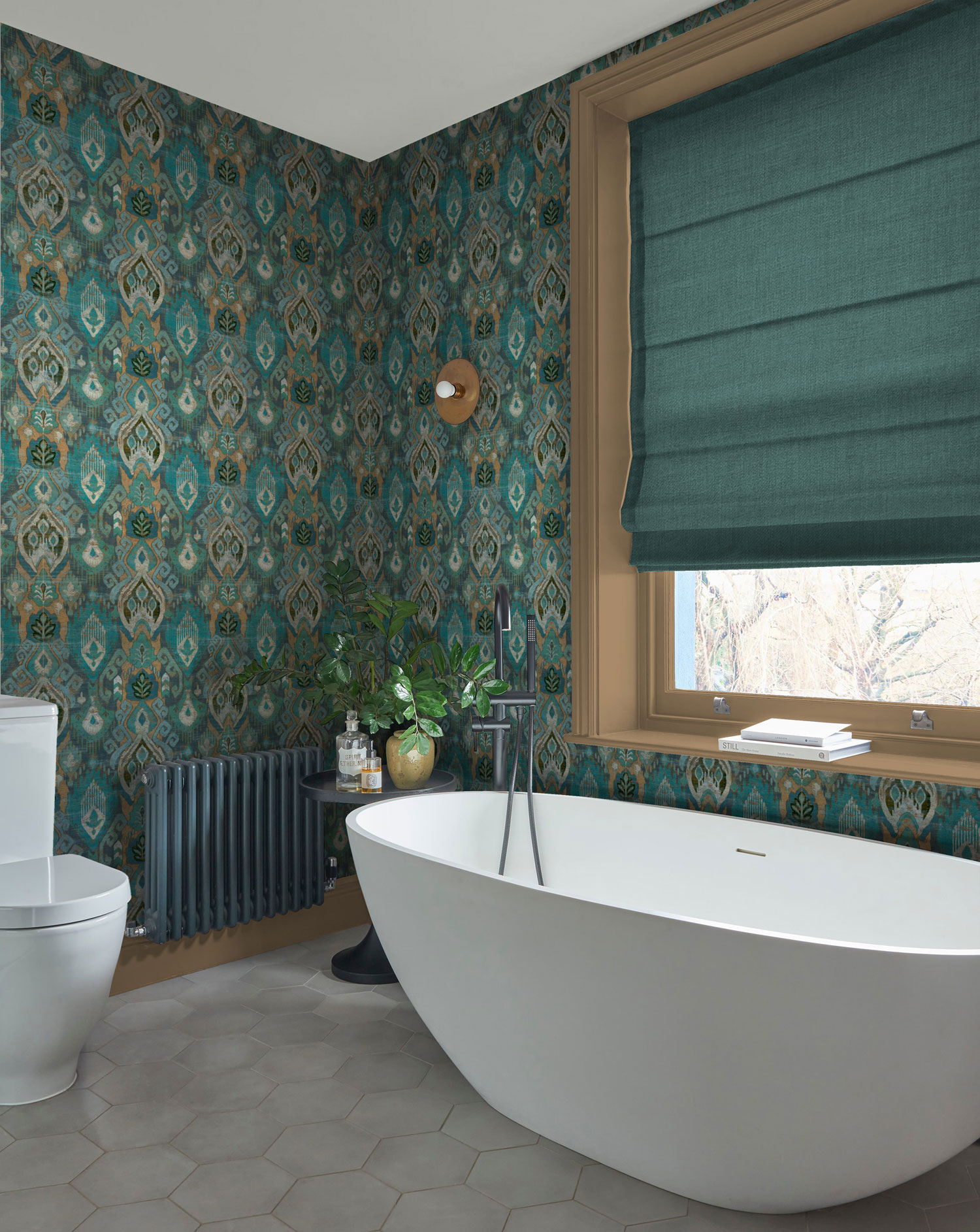 Türkise Vliestapete, Vintage-Ethno-Muster, 121458, New Eden, Graham&Brown Premium