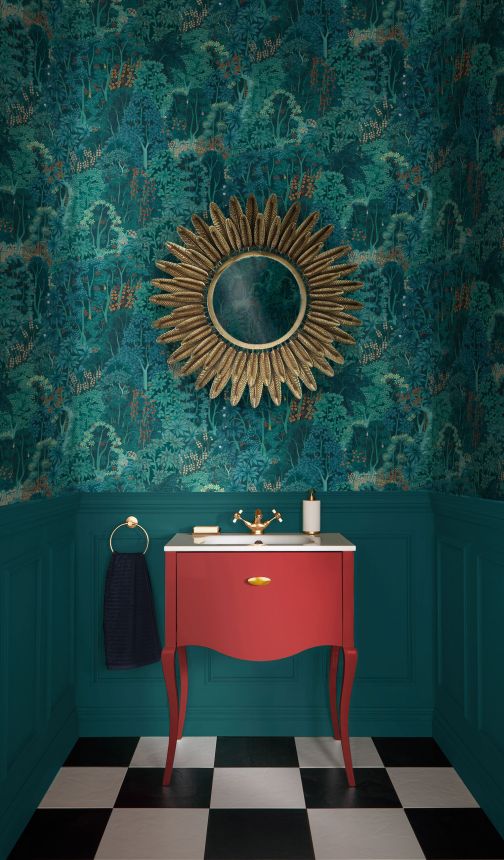 Türkise Vliestapete, Natur, Bäume, Blätter, 121467, New Eden, Graham&Brown Premium