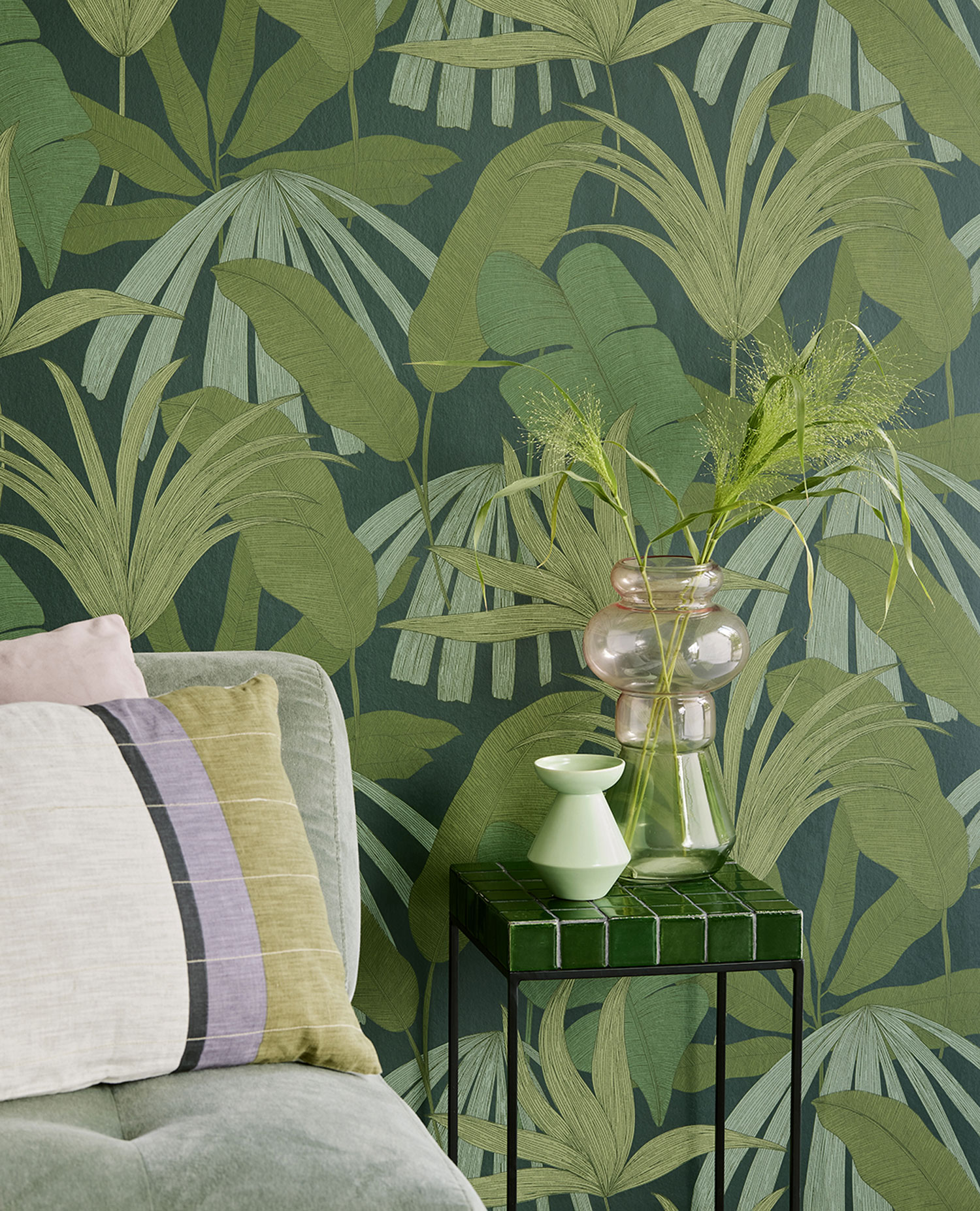 Grüne Tapete mit Blättern, 333500, Festival, Eijffinger