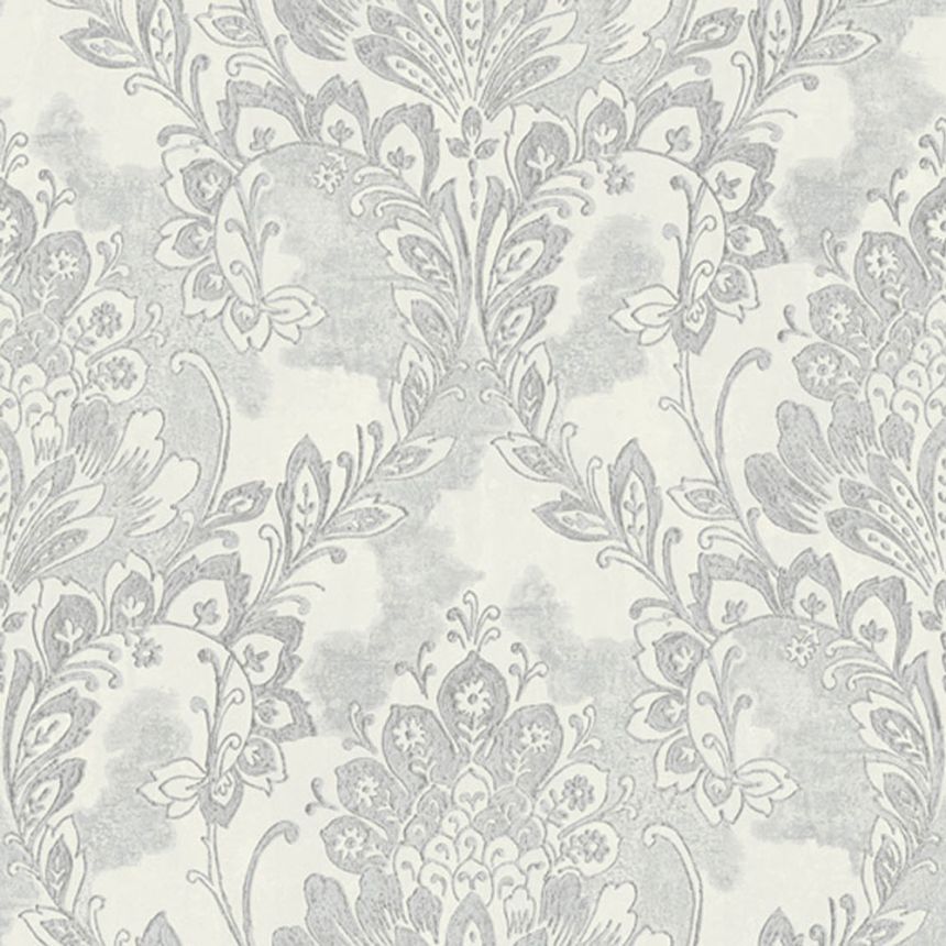 Grau-silberne Vliestapete mit Barockmotiv 78417, Makalle II, Limonta