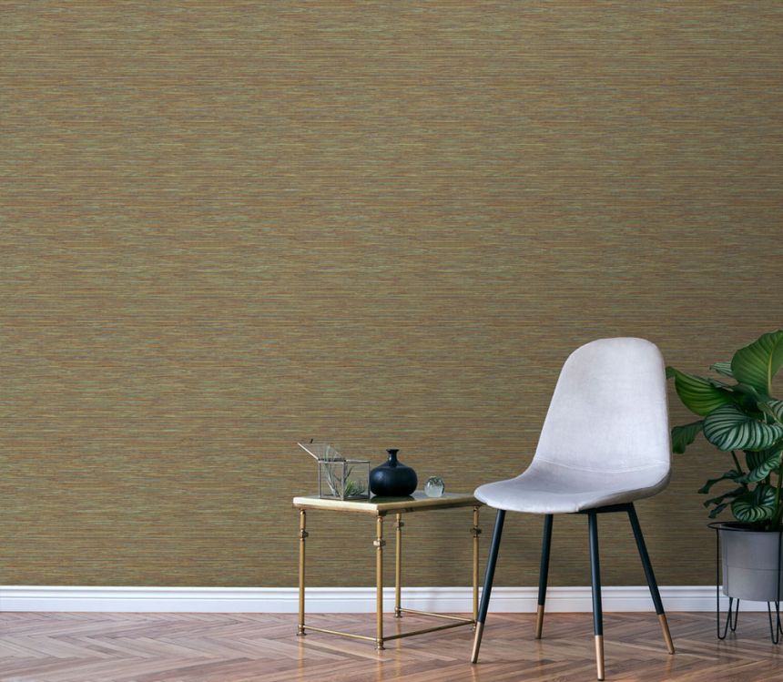 Vliestapete, grün-orange, Stoffimitat, NHW1013, Perla, Decoprint