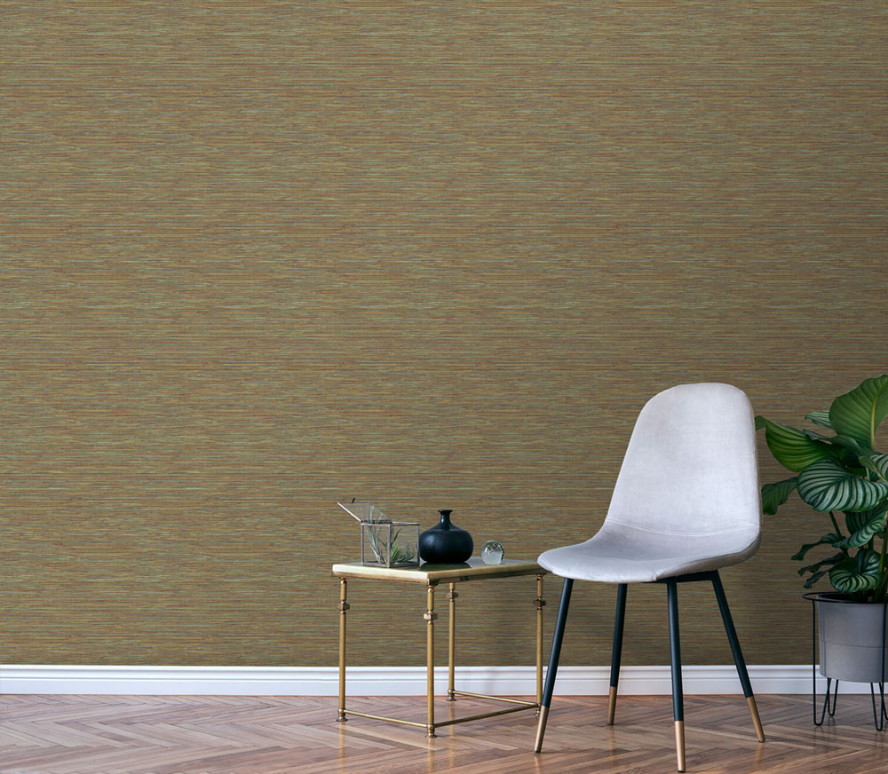 Vliestapete, grün-orange, Stoffimitat, NHW1013, Perla, Decoprint