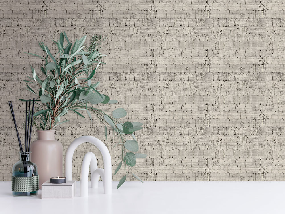 Tapete in grau-silberner Korkoptik, NHW1026, Perla, Decoprint