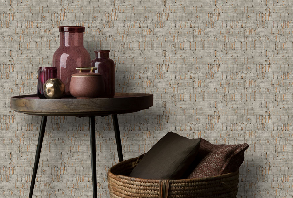 Tapete in grau-bronzener Korkoptik, NHW1028, Perla, Decoprint