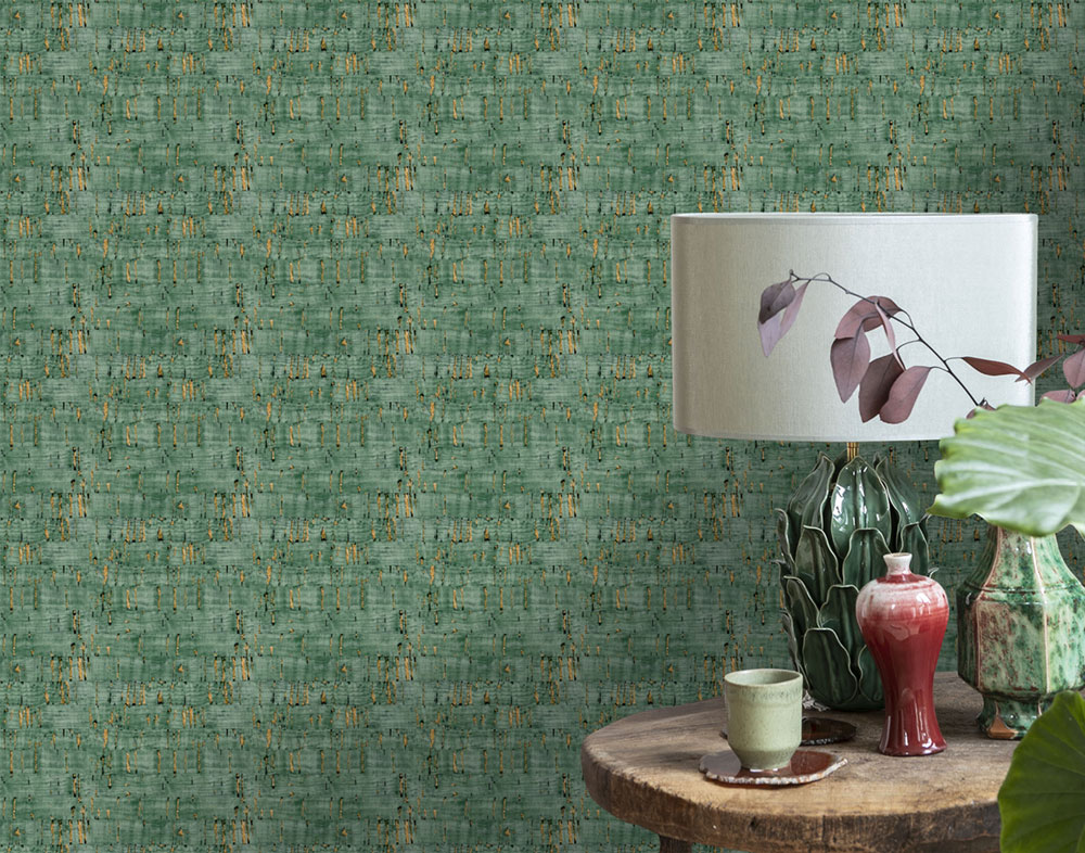 Tapete in grün-bronzener Korkoptik, NHW1030, Perla, Decoprint