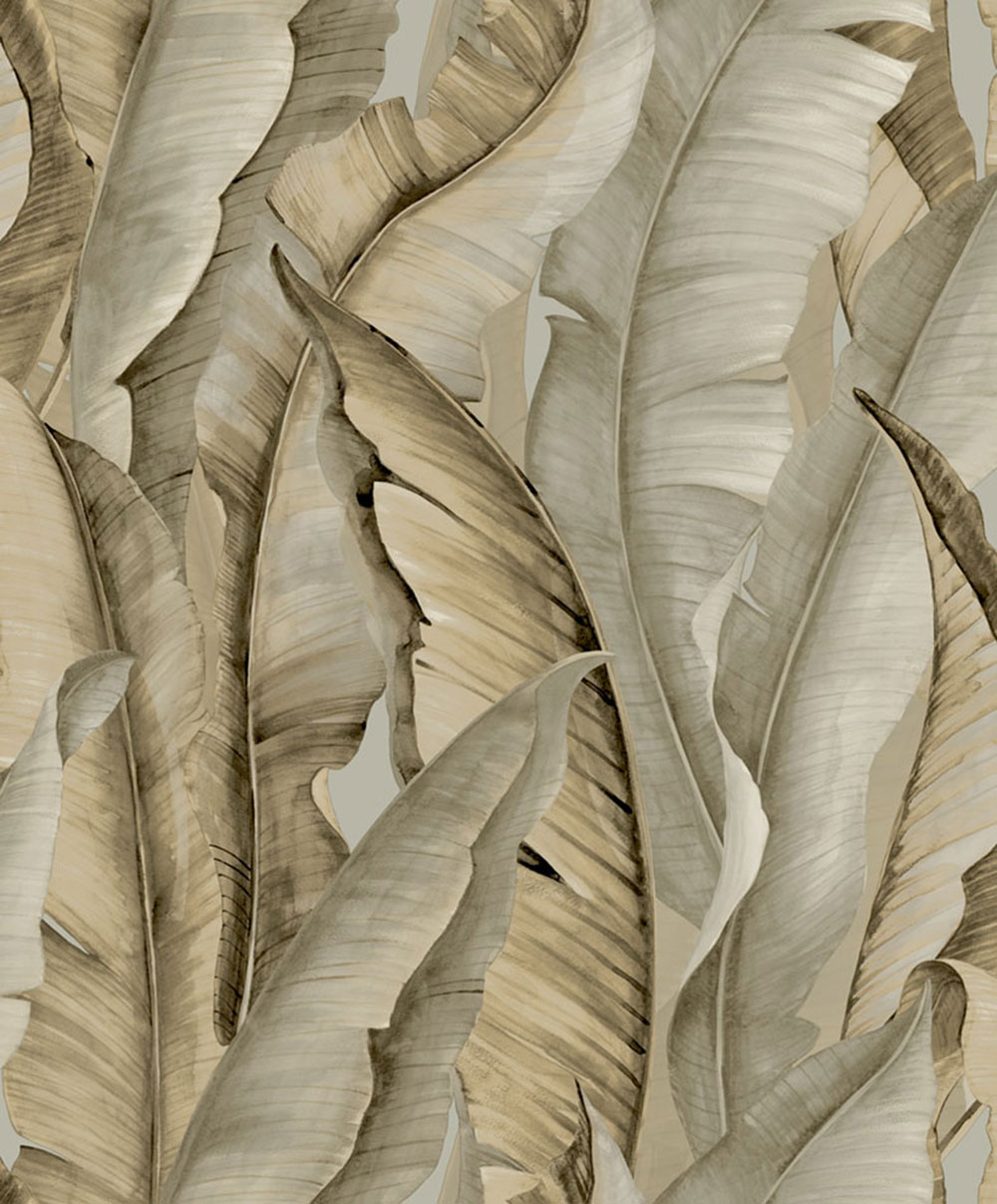 Vliestapete, braun-grau, Blätter, NHW1043, Perla, Decoprint