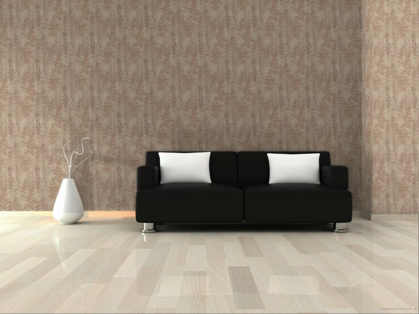 Terrakotta Vliestapete mit Blättern, RE25153, Reflect, Decoprint