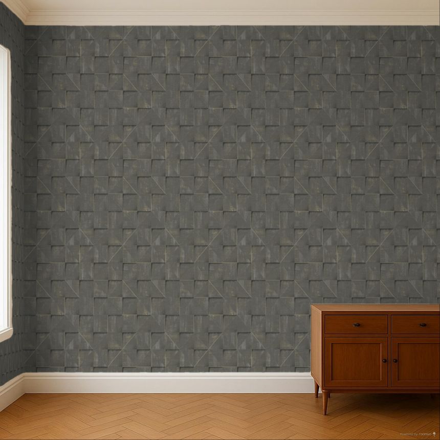 Braune geometrische 3D-Vliestapete, RE25173, Reflect, Decoprint