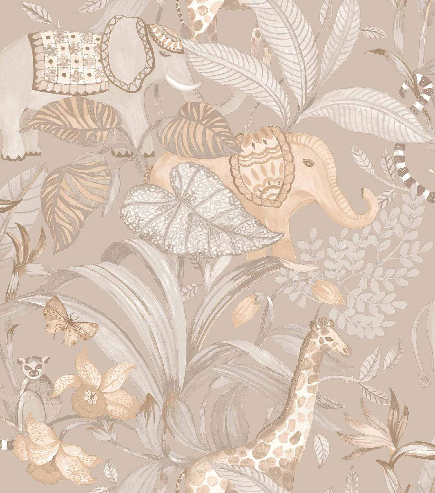 Beige Kindertapete mit Tieren, 17109, MiniMe, Cristiana Masi by Parato