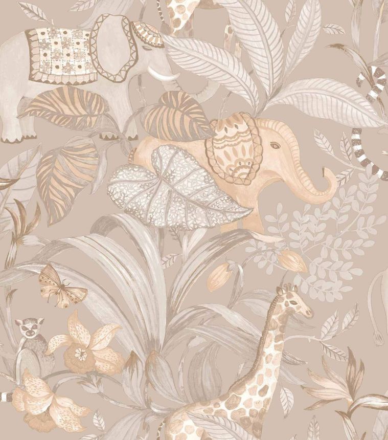 Beige Kindertapete mit Tieren, 17109, MiniMe, Cristiana Masi by Parato