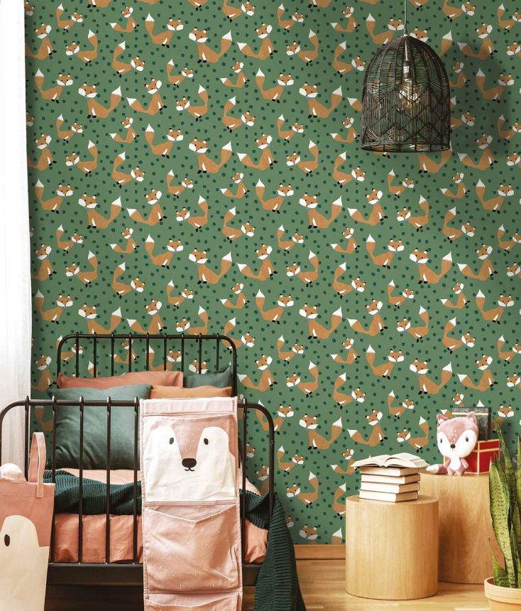Grüne Kindertapete mit Tieren, 17117, MiniMe, Cristiana Masi by Parato