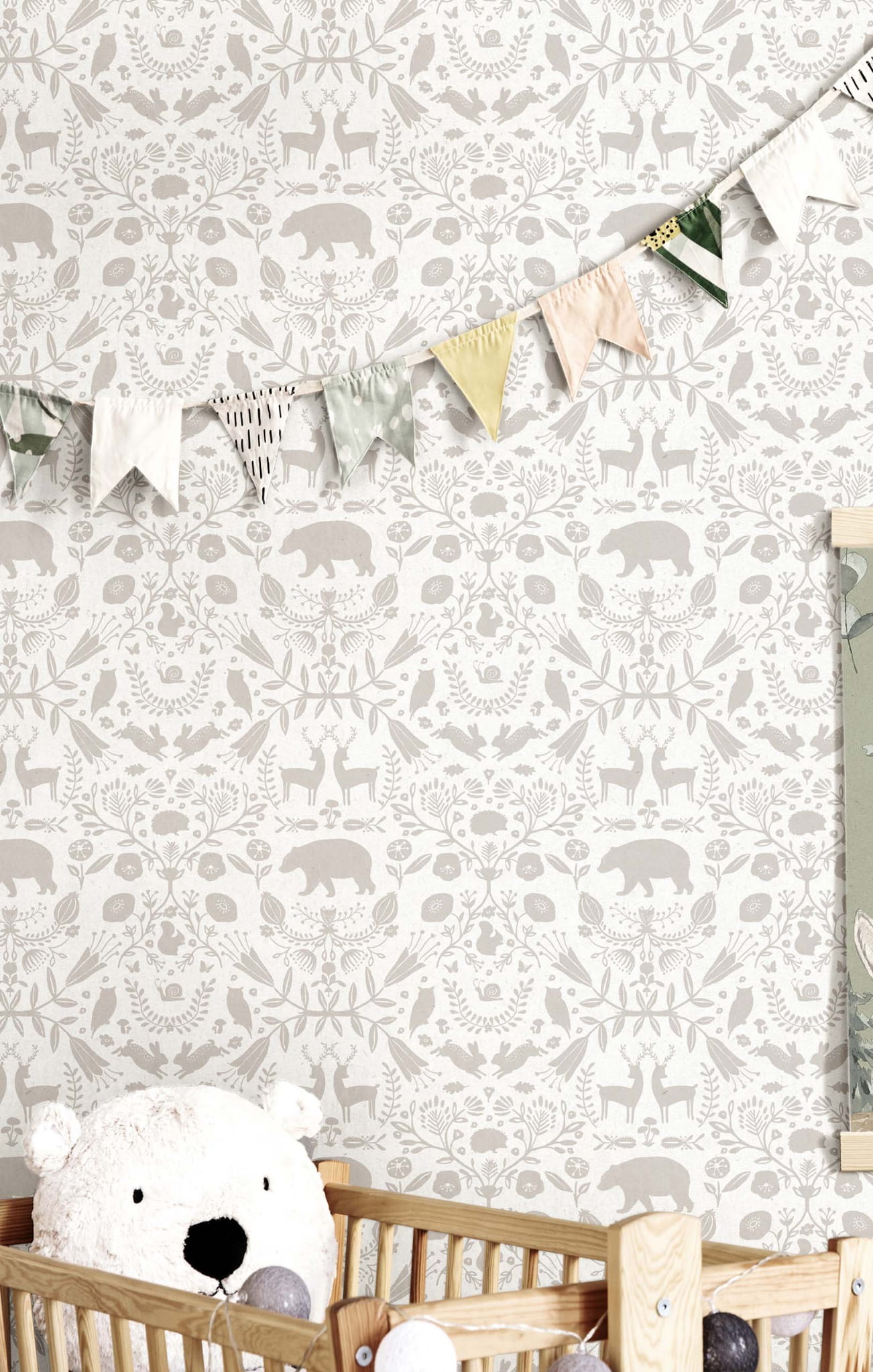 Grau-weiße Kindertapete mit Tieren, 17141, MiniMe, Cristiana Masi by Parato