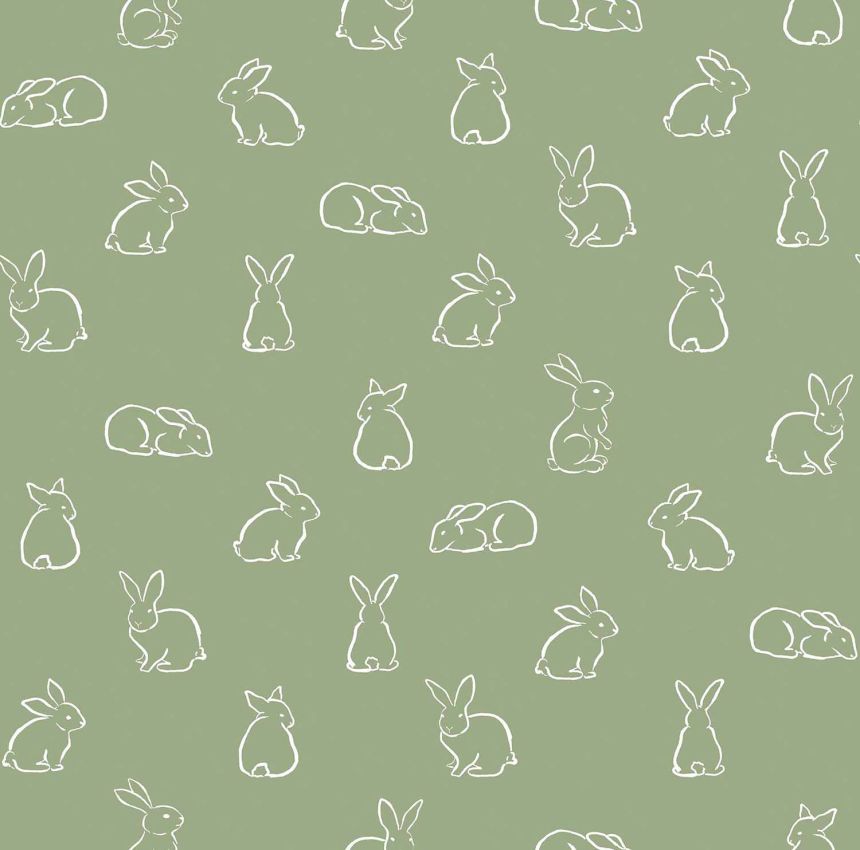 Grüne Kindertapete mit Hasen, 17145, MiniMe, Cristiana Masi by Parato