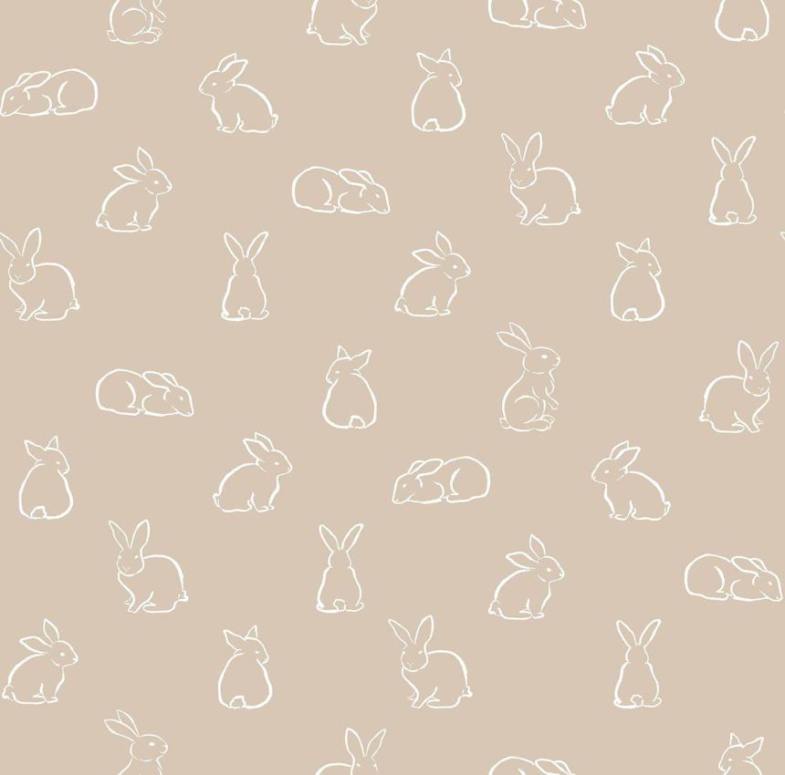 Beigefarbene Kindertapete mit Hasen, 17147, MiniMe, Cristiana Masi by Parato