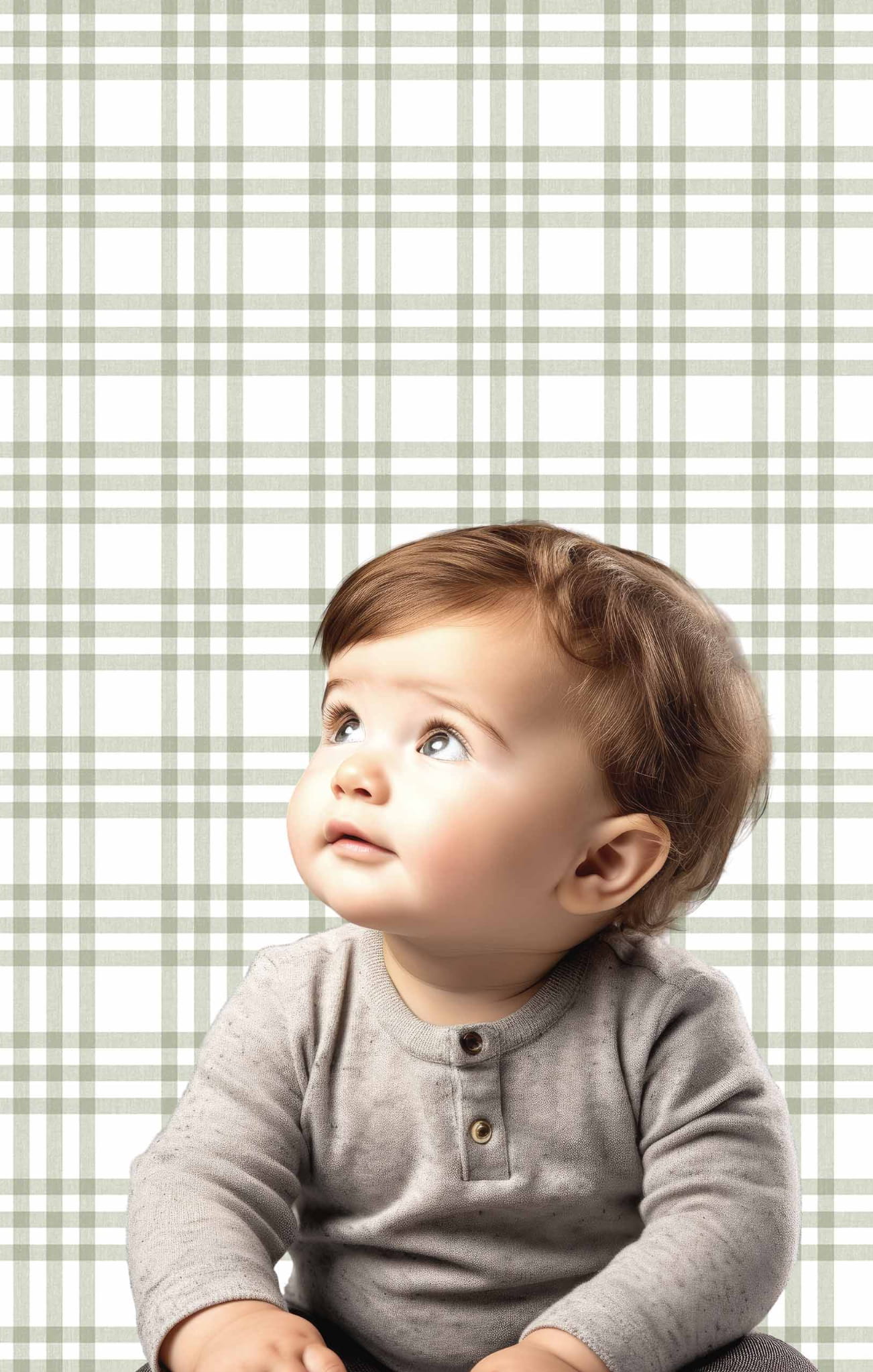 Grün-weiße Vliestapete, kariert, 17152, MiniMe, Cristiana Masi by Parato