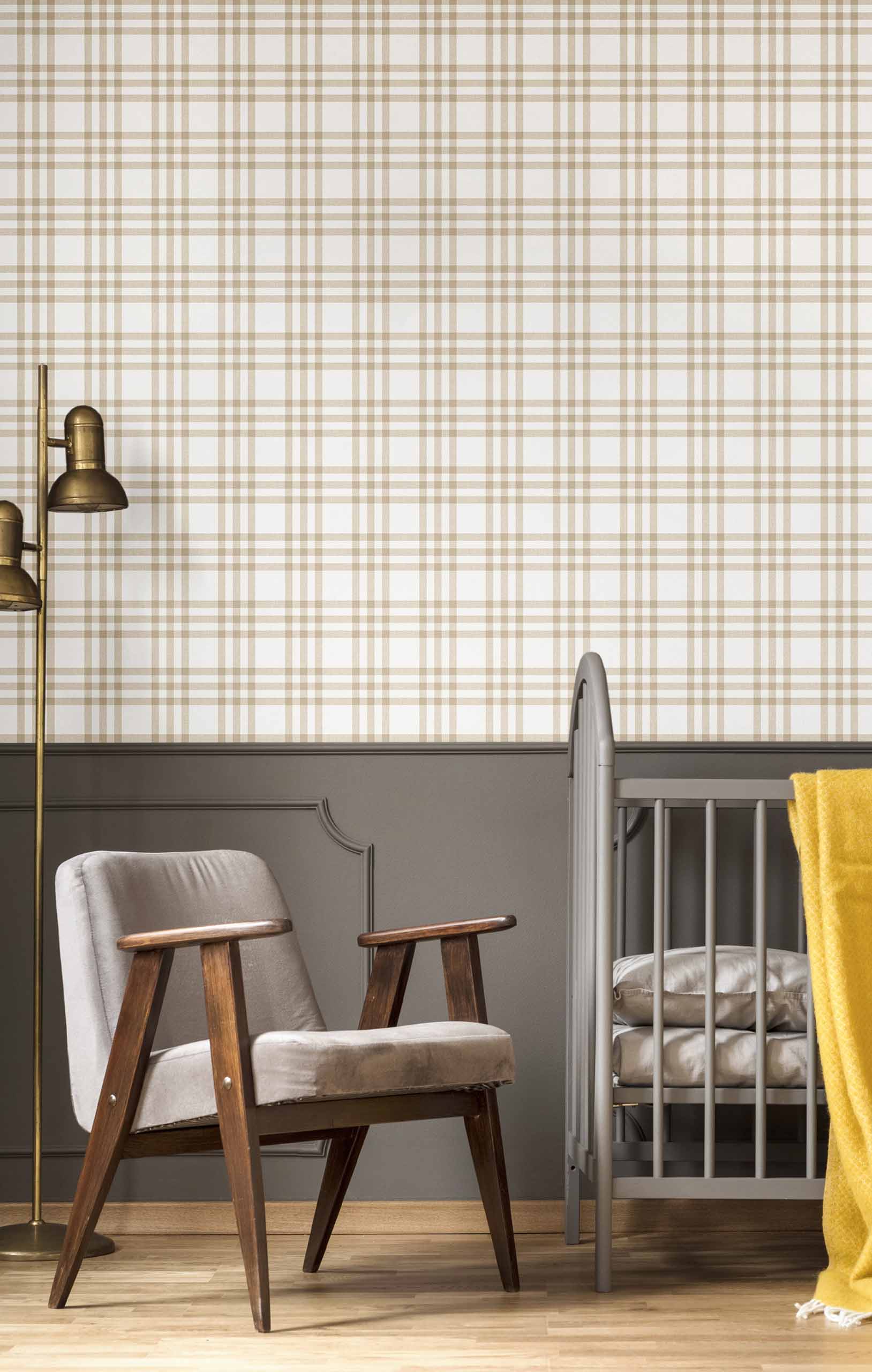 Beige-weiße Vliestapete, kariert, 17153, MiniMe, Cristiana Masi by Parato