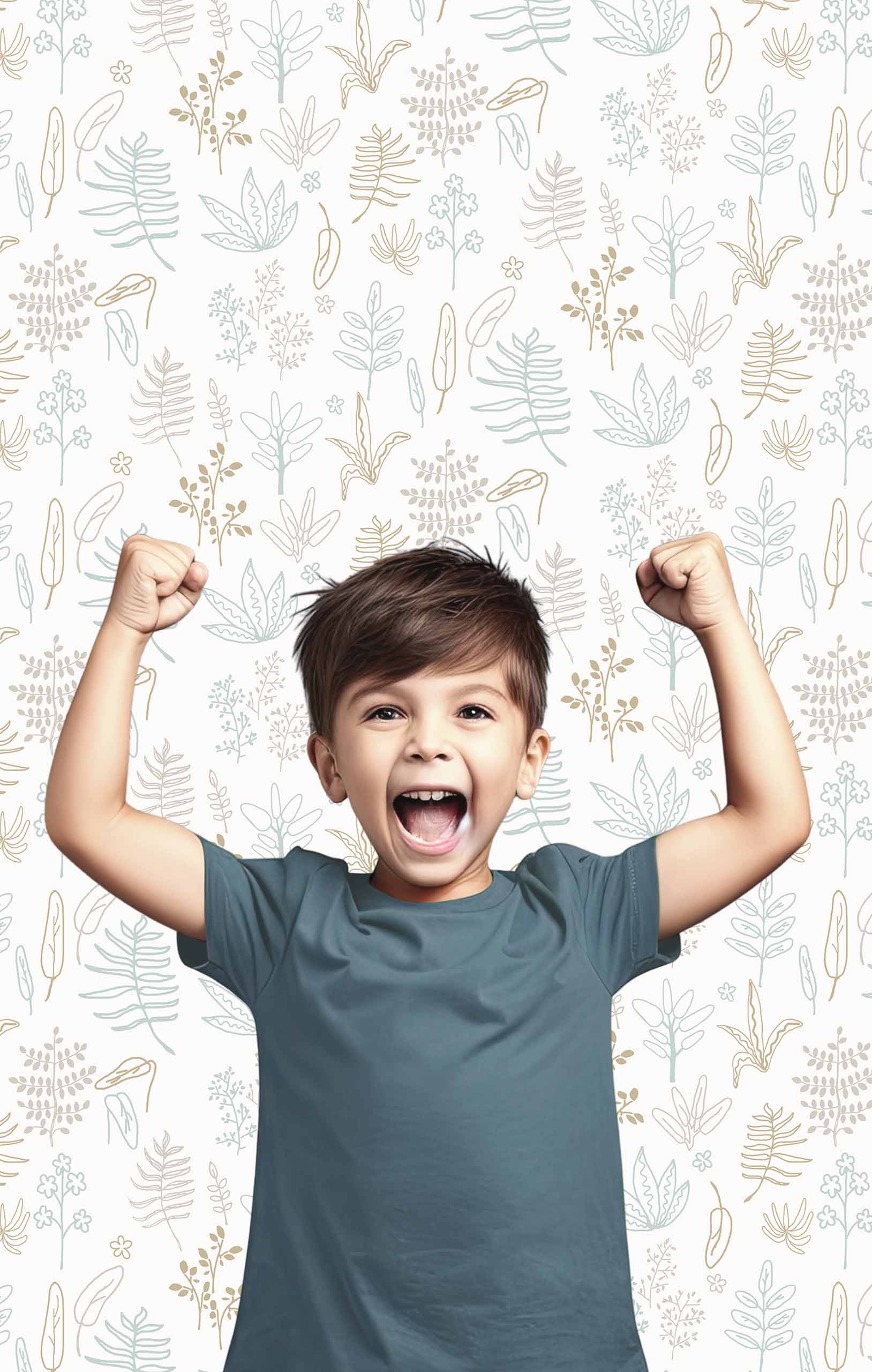 Weiße Kindertapete mit Pflanzen und Blättern, 17166, MiniMe, Cristiana Masi by Parato