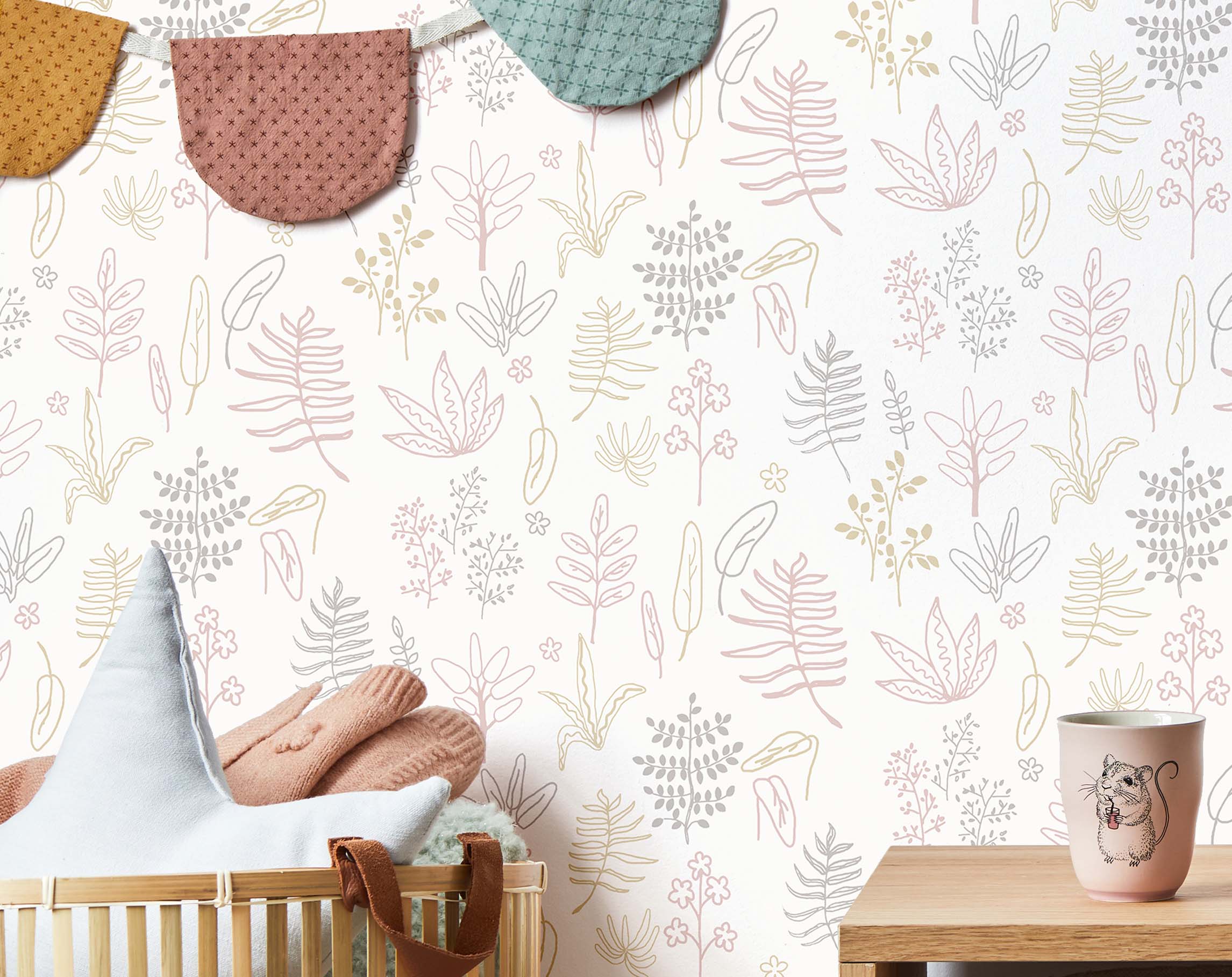 Weiße Kindertapete mit Pflanzen und Blättern, 17167, MiniMe, Cristiana Masi by Parato