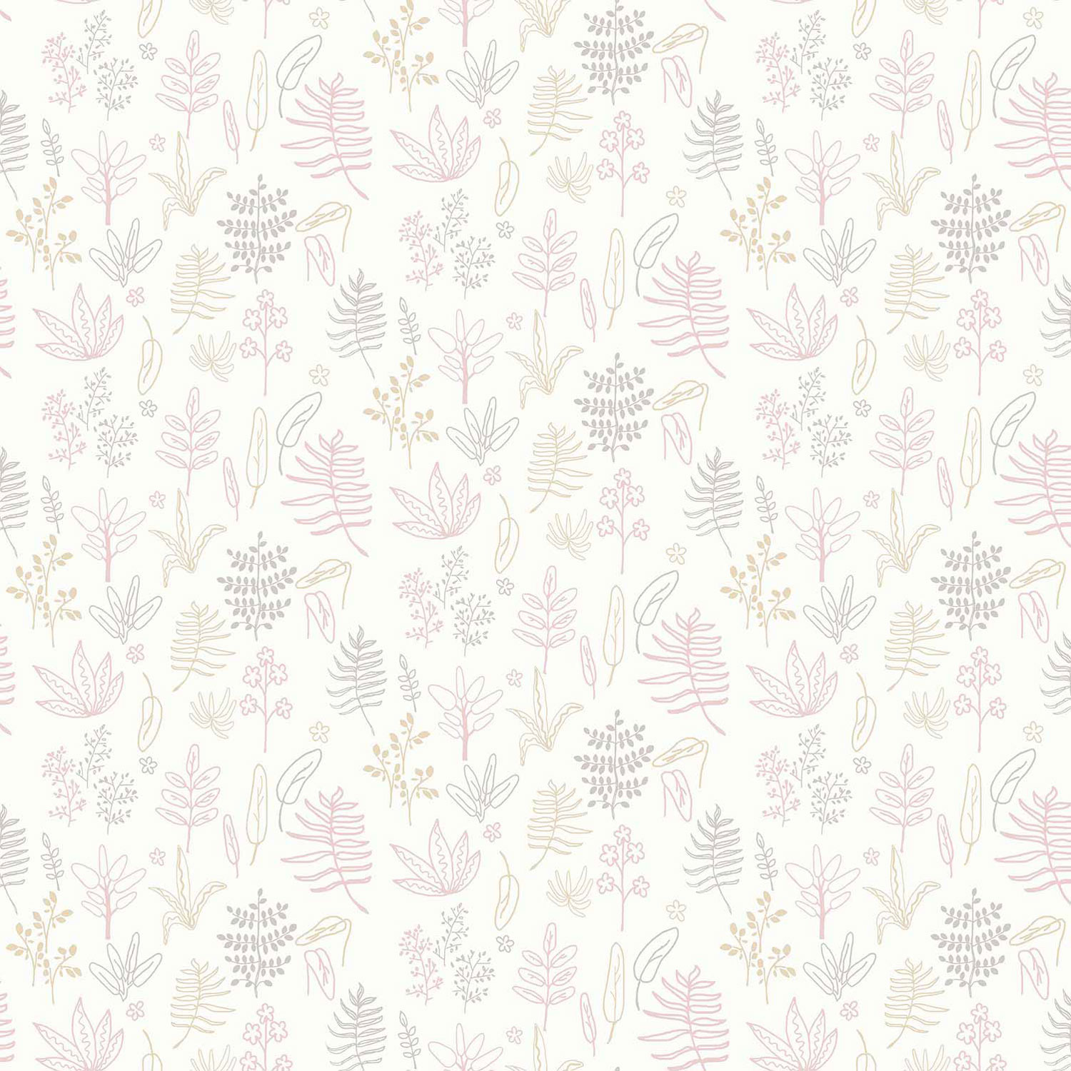 Weiße Kindertapete mit Pflanzen und Blättern, 17168, MiniMe, Cristiana Masi by Parato