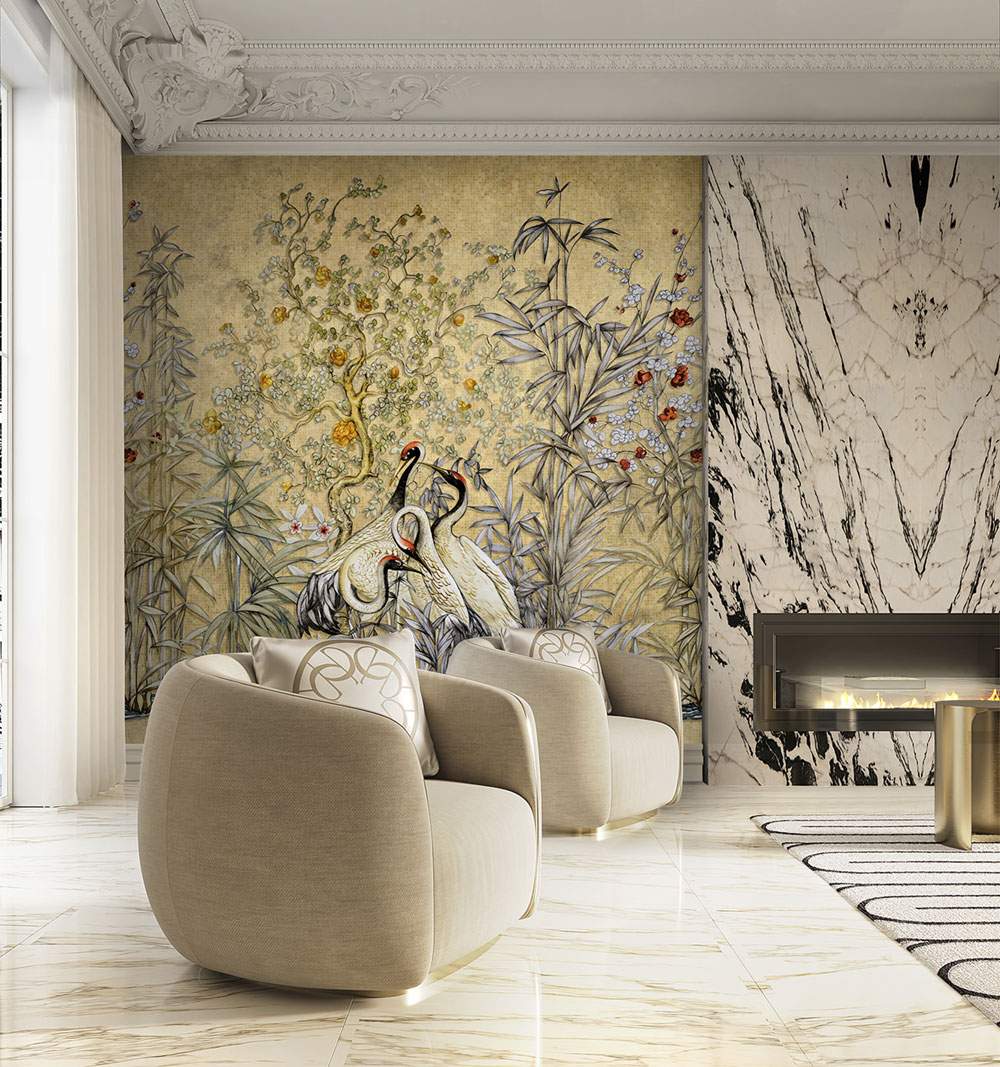 Luxuriöse Fototapete mit Vögeln und Pflanzen, Z34955, Elie Saab 2