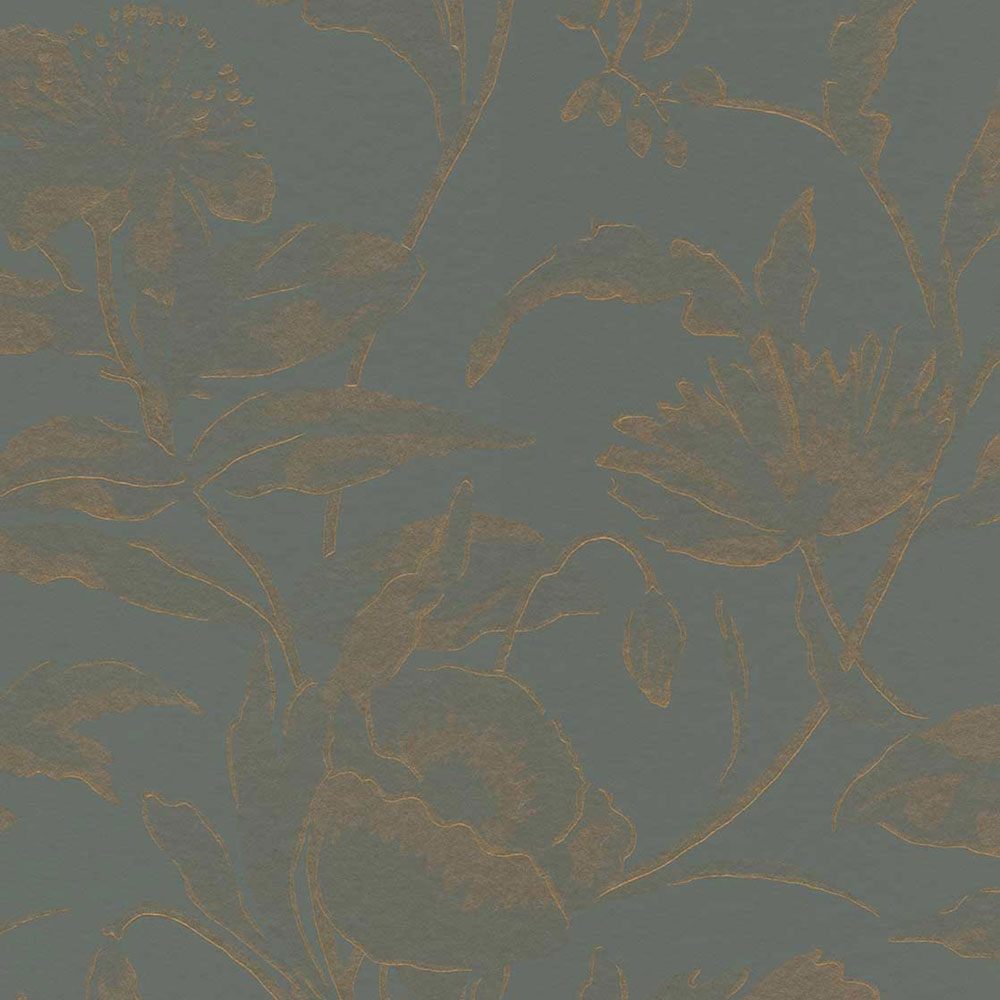 Blau-grüne florale Vliestapete, 340134, Gilded, Eijffinger