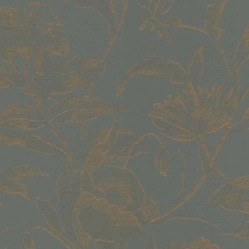 Blau-grüne florale Vliestapete, 340134, Gilded, Eijffinger