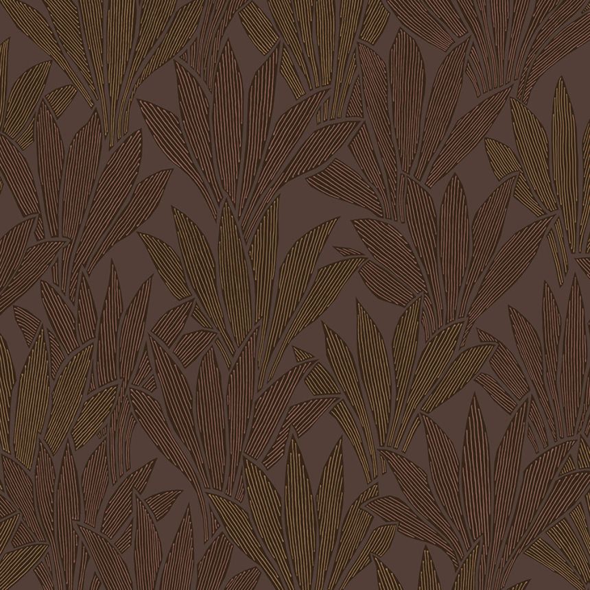 Braune Vliestapete mit Blättern, 340155, Gilded, Eijffinger