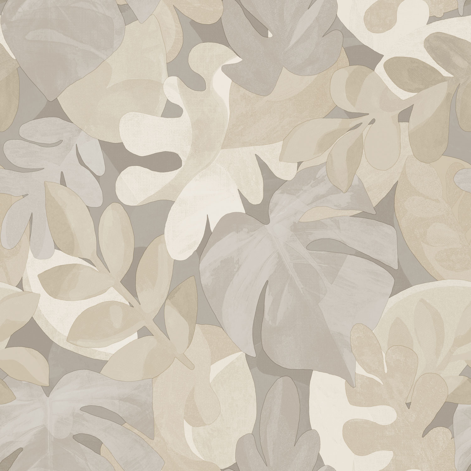 Vliestapete, grau-beige, Blätter, PH3004, Perfect Harmony, Grandeco