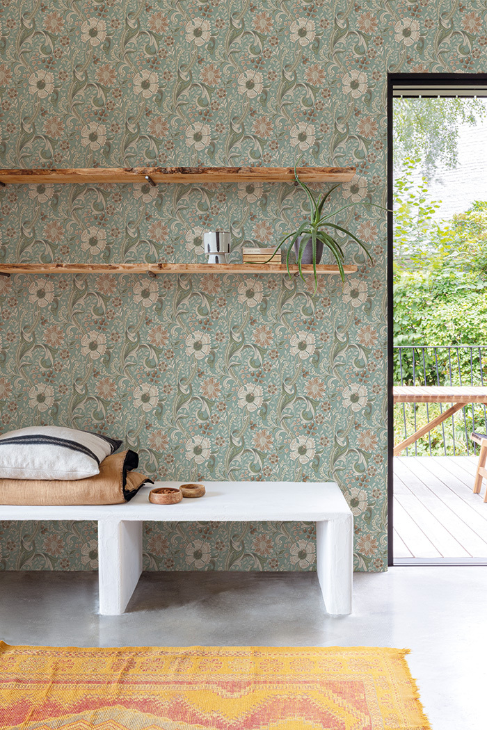 Vliestapete, türkis, Blumen, PH3106, Perfect Harmony, Grandeco