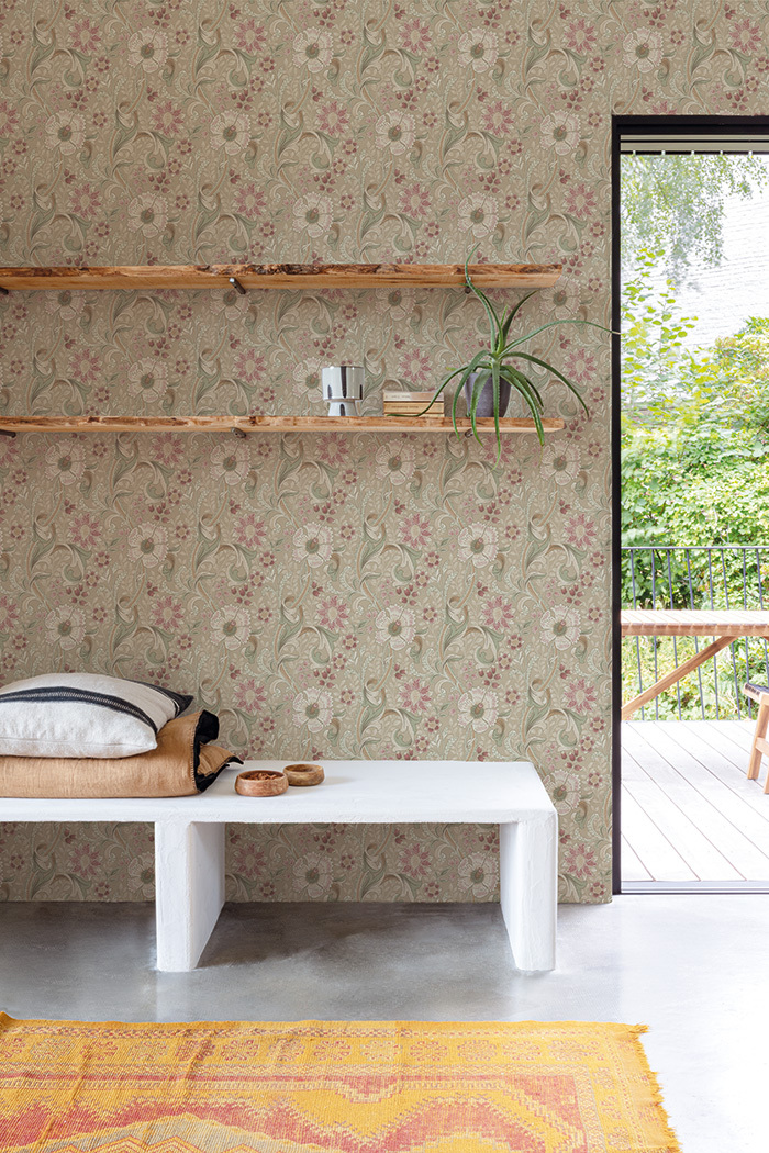 Vliestapete, braungrau, Blumen, PH3110, Perfect Harmony, Grandeco