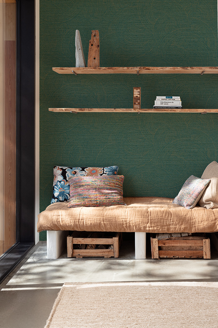 Geometrische Vliestapete, grün-gold, PH3309, Perfect Harmony, Grandeco