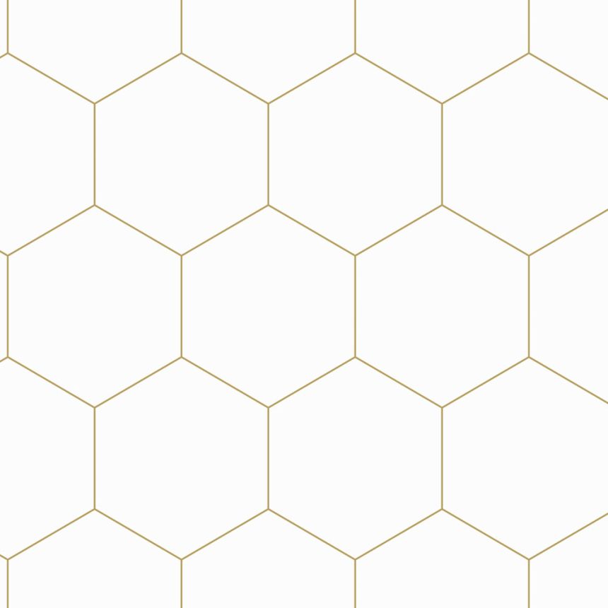 Geometrische Vliestapete, weiß-gold, 139312, Bloom, Esta Home