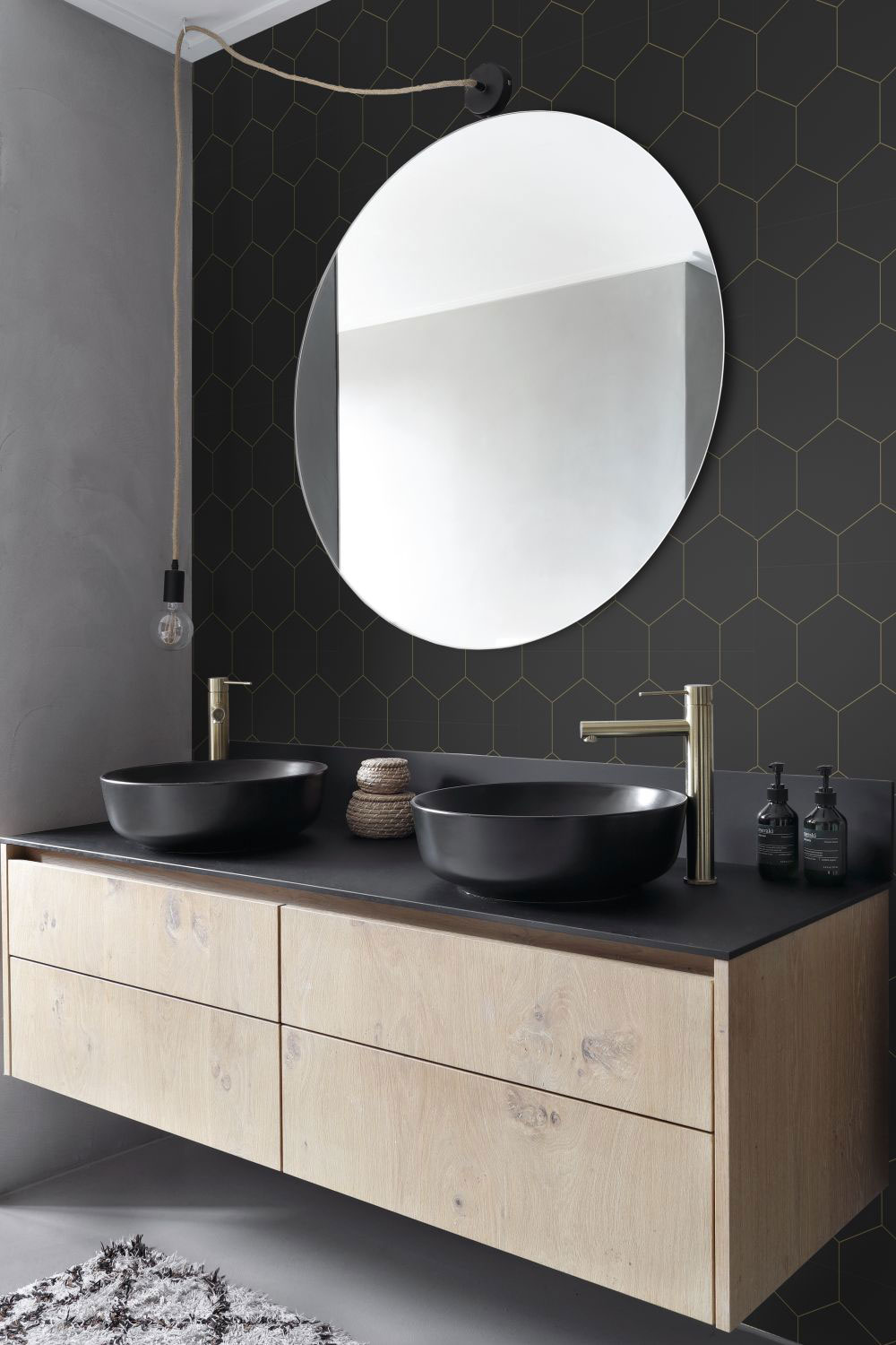 Geometrische Vliestapete, schwarz-gold, 139313, Bloom, Esta Home