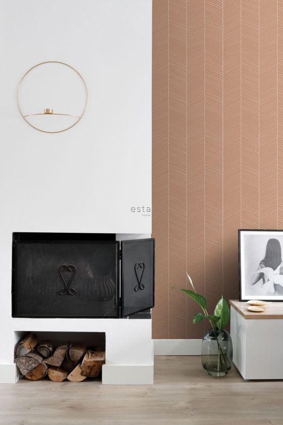 Geometrische Vliestapete, braun, 139357, Bloom, Esta Home