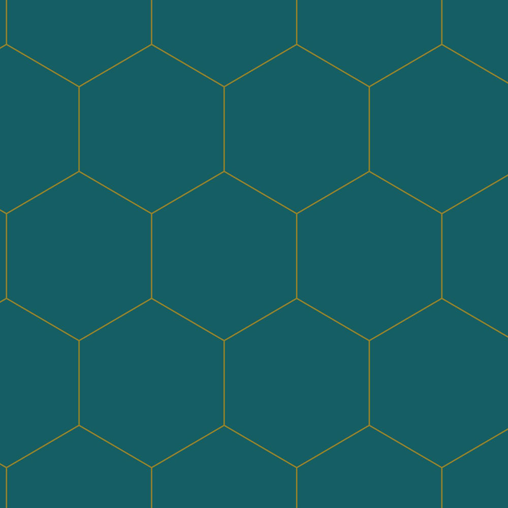 Geometrische Vliestapete, tyrkysovo-zlatá, 139455, Bloom, Esta Home