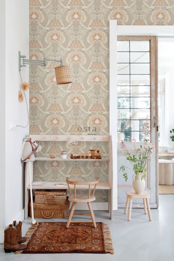 Florale Vliestapete, beige, 139569, Bloom, Esta Home