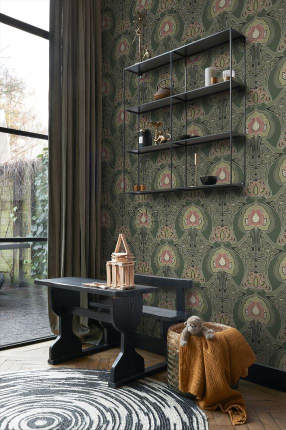 Florale Vliestapete, grün, 139571, Bloom, Esta Home