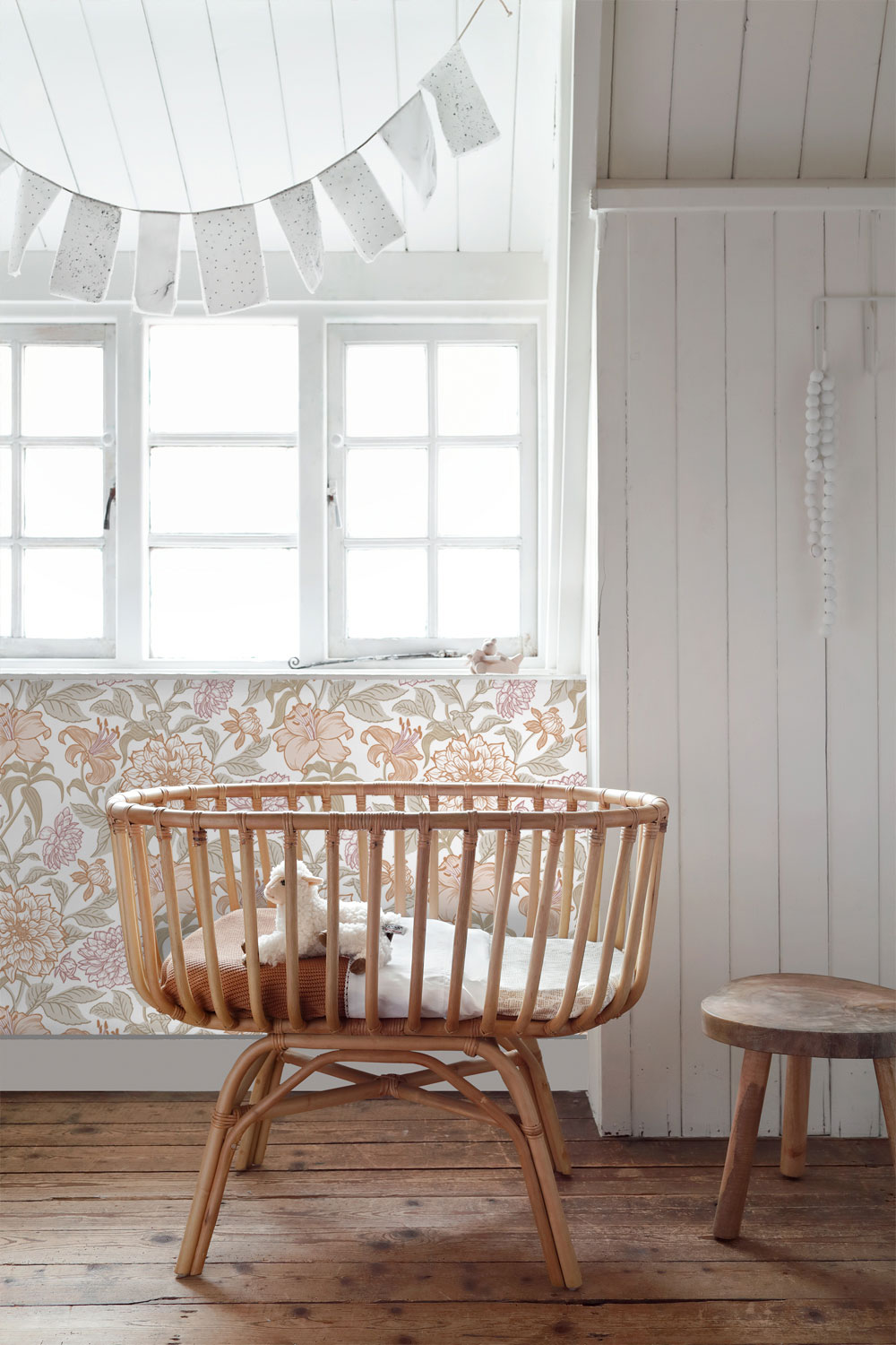 Florale Vliestapete, grün-beige, 139612, Bloom, Esta Home