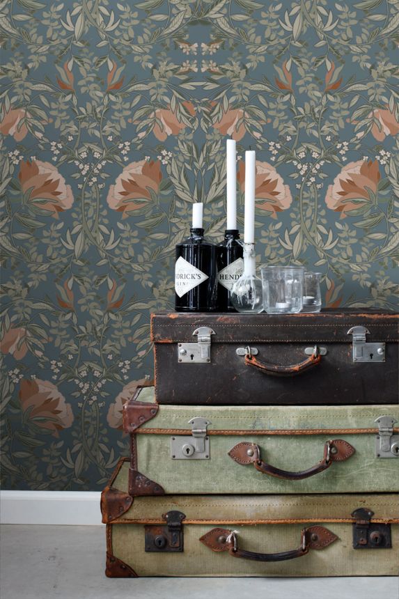 Florale Vliestapete, blau, 139643, Bloom, Esta Home