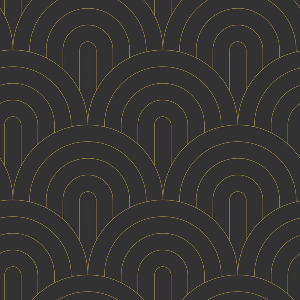 Vliestapete, Art deco, schwarz-gold, 139742, Bloom, Esta Home