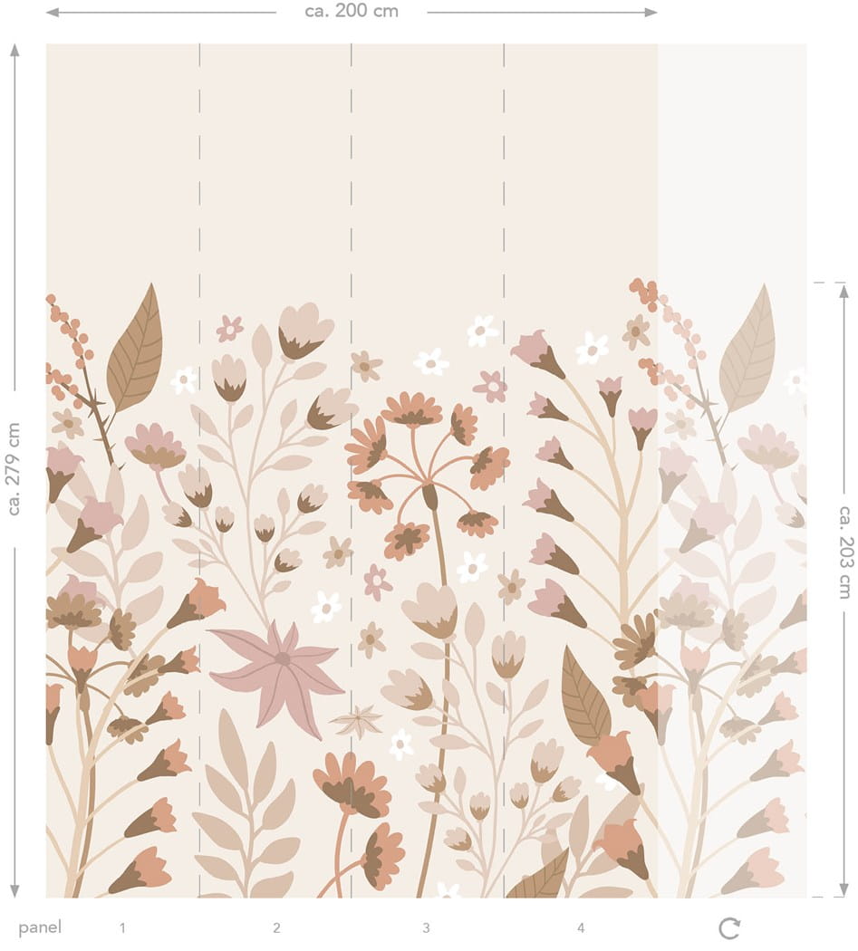 Florale Vlies-Fototapete, beige, 159410, Bloom, Esta Home
