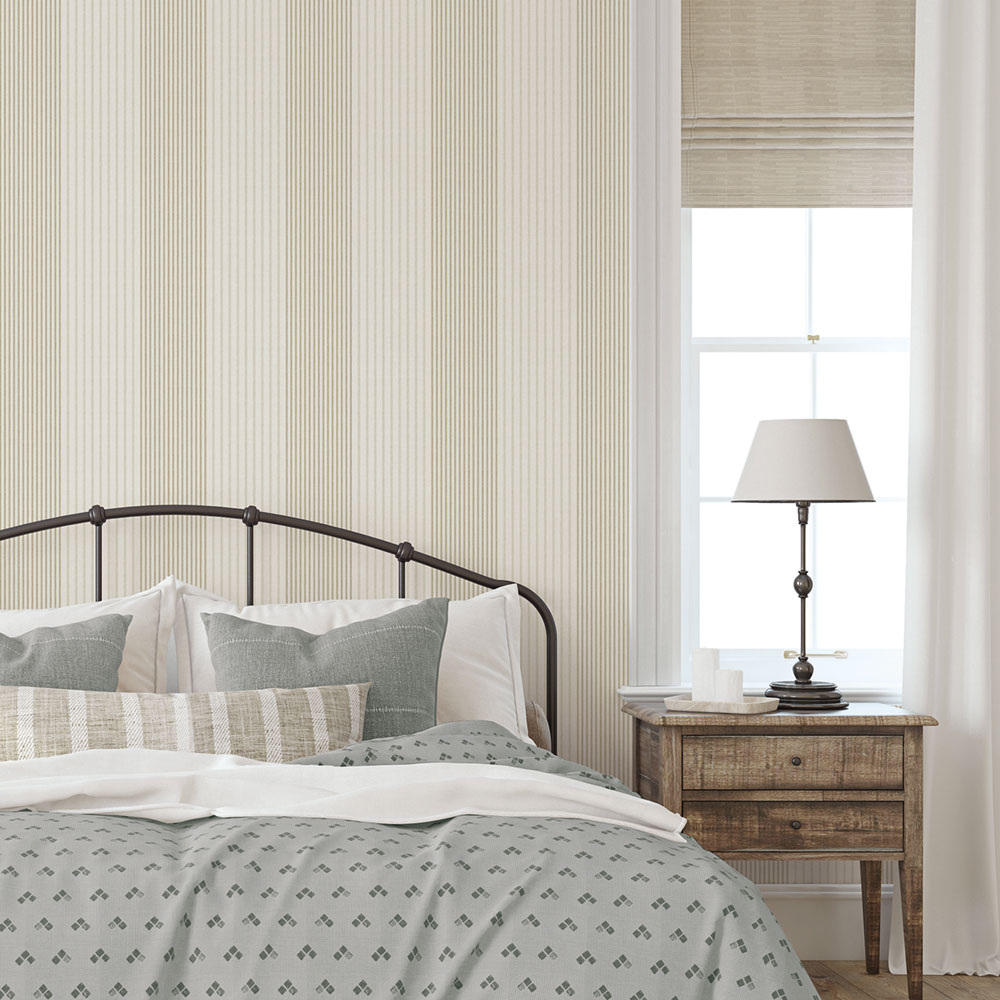 Vliestapete, beige, Streifen,  9811-2, Essential Stripes, ICH Wallcoverings