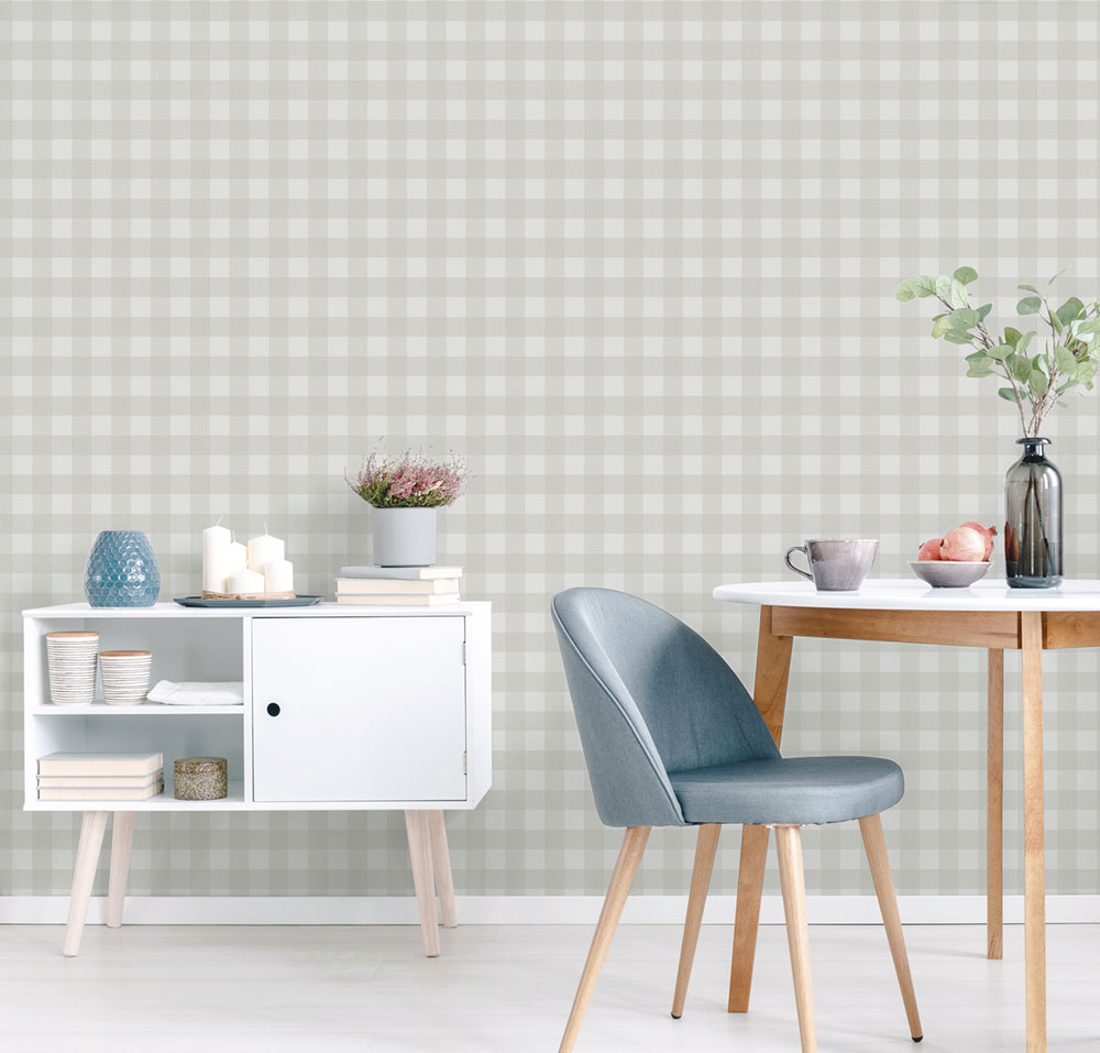 Vliestapete, grau, Würfel, kariert,  9813-3, Essential Stripes, ICH Wallcoverings