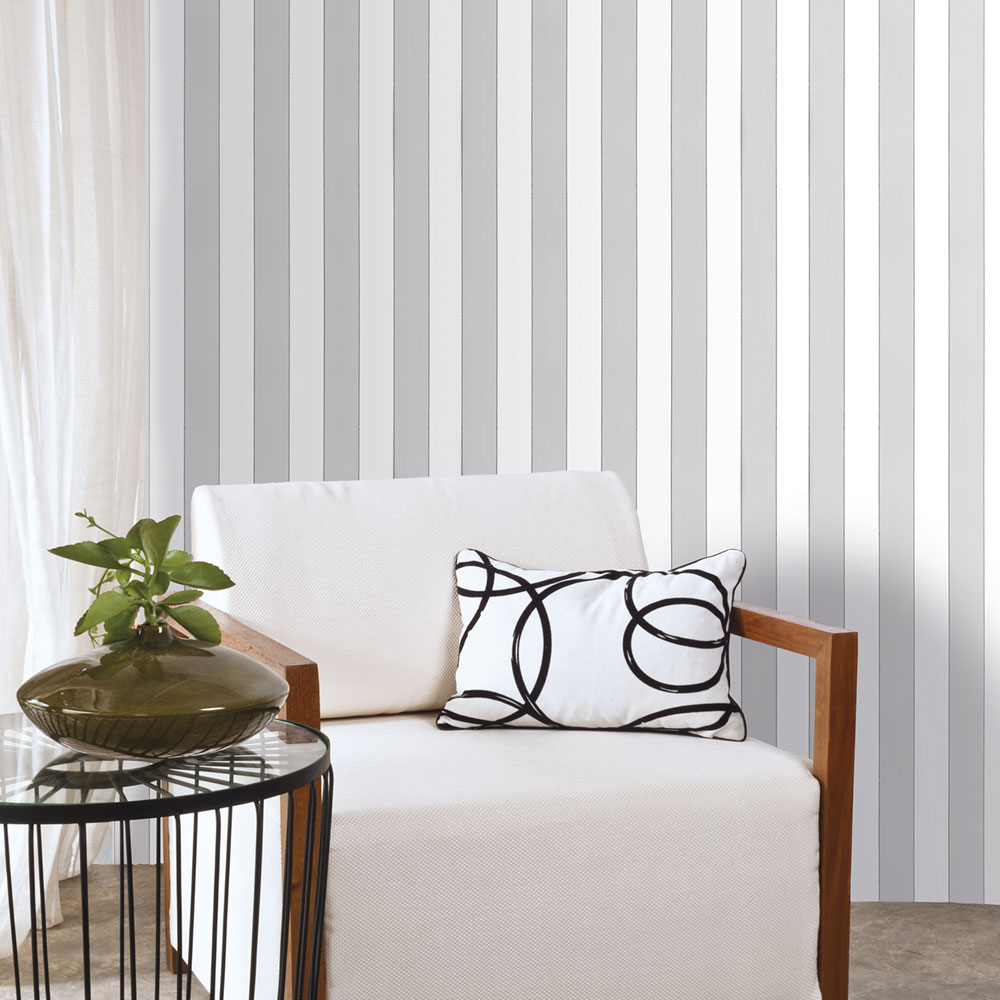 Vliestapete, grau-weiß, Streifen,  5060-2, Essential Stripes, ICH Wallcoverings