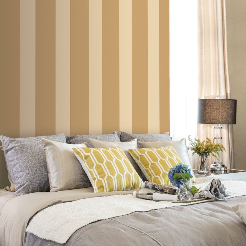 Vliestapete, okrová, Streifen,  5062-2, Essential Stripes, ICH Wallcoverings