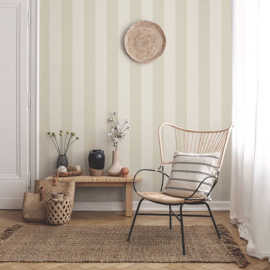 Vliestapete, beige, Streifen,  9814-2, Essential Stripes, ICH Wallcoverings
