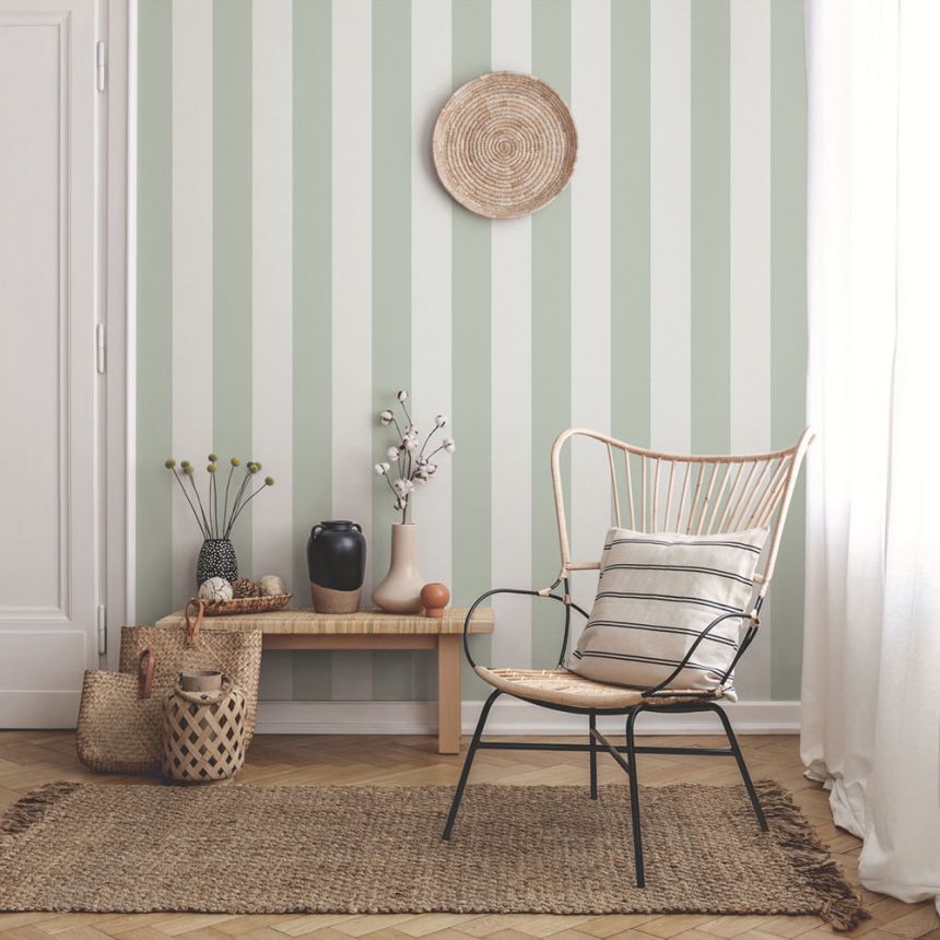 Vliestapete, grün, Streifen,  9814-5, Essential Stripes, ICH Wallcoverings